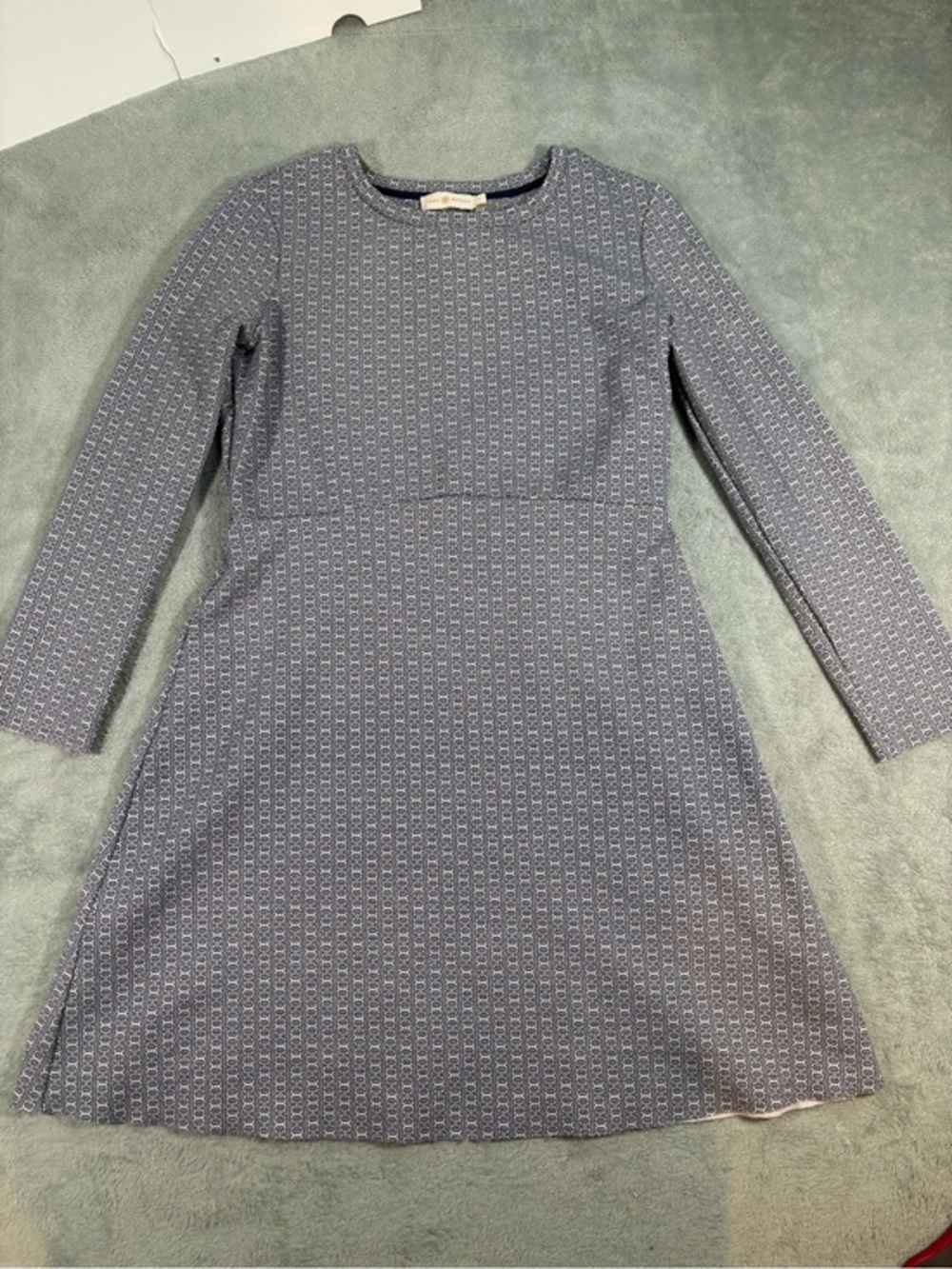 Tory Burch New Ivory Navy Gemini Chain Corinne Knit Dress Size Small